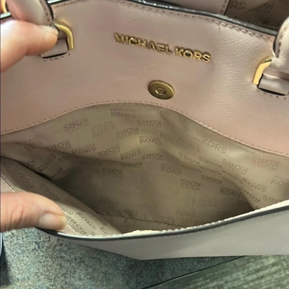 Michael Kors Pale Pink Leather Tote with Gold Hardware